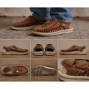 Keen Uneek Mens Brown Red Braided Cord Hybrid Outdoor Sandals 1020784 Size 10.5